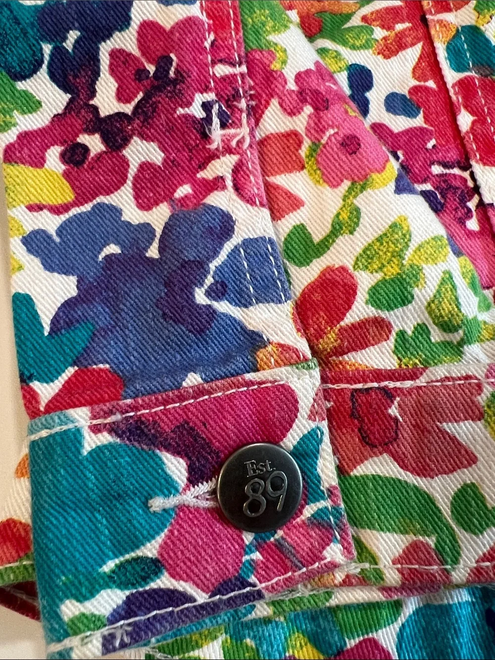 The Children's Place - 10/12, Vibrant Multi-Color Floral Denim Jacket